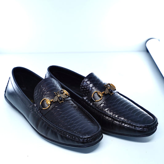 Fishbee - BLK (hamdmade leather moccasins)